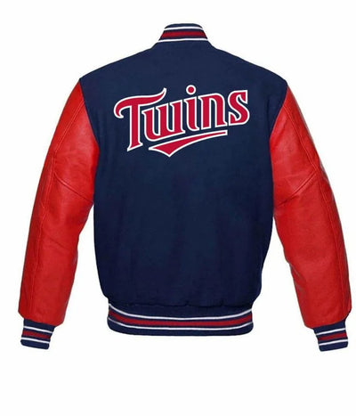 Minnesota Twins Blue Wool & Red Leather Sleeves Varsity Men's Jacket