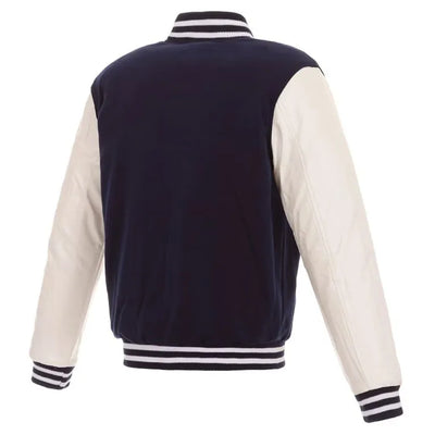 Tennessee Titans Navy Blue Wool & White Genuine Leather Sleeves Men's Varsity Letterman Jacket