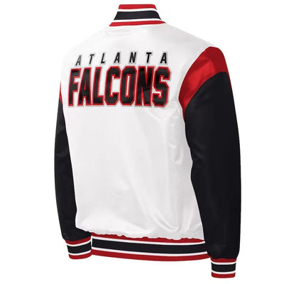 Atlanta Falcons Full-Snap Varsity Black and White Satin Men's Bomber Jacket