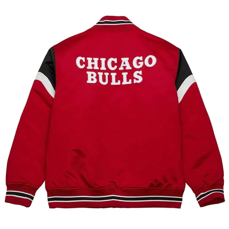 NBA Chicago Bulls Eastern Conference Full-Snap Varsity Red Satin Men's Bomber Jacket