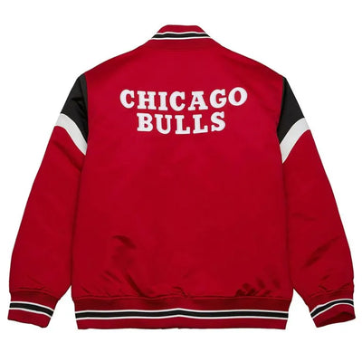 NBA Chicago Bulls Eastern Conference Full-Snap Varsity Red Satin Men's Bomber Jacket