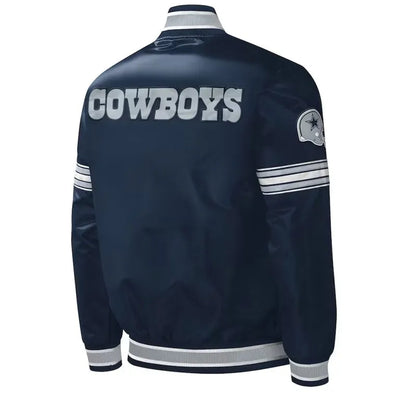 Dallas Cowboys Midfield Full-Snap Varsity Navy Blue Satin Men's Bomber Jacket