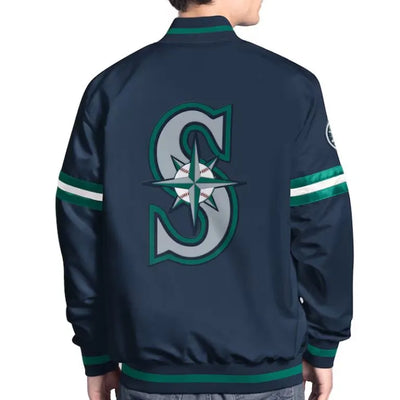 Seattle Mariners Scout Varsity Full-Snap Navy Blue Satin Men's Jacket