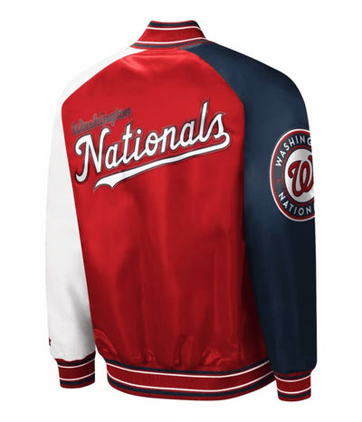 Washington Nationals Reliever Full-Snap Red and Blue Satin Men's Jacket