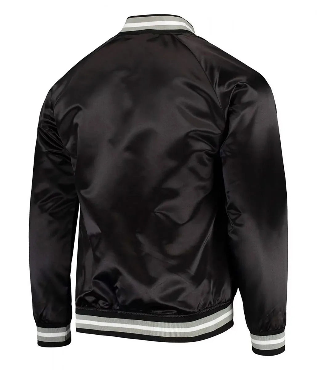 San Antonio Spurs Lightweight Full-Snap Varsity Black Satin Men's Bomber Jacket