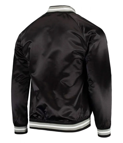 San Antonio Spurs Lightweight Full-Snap Varsity Black Satin Men's Bomber Jacket