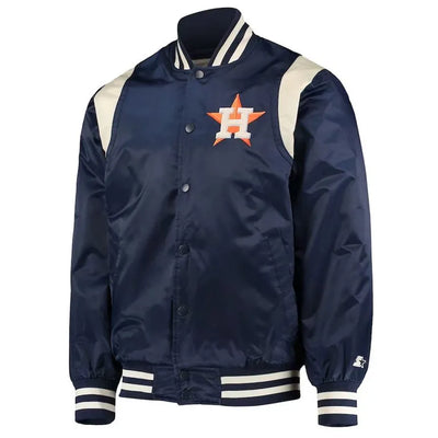 Houston Astros Vintage Full-Snap Varsity Navy/Cream Satin Men's Jacket