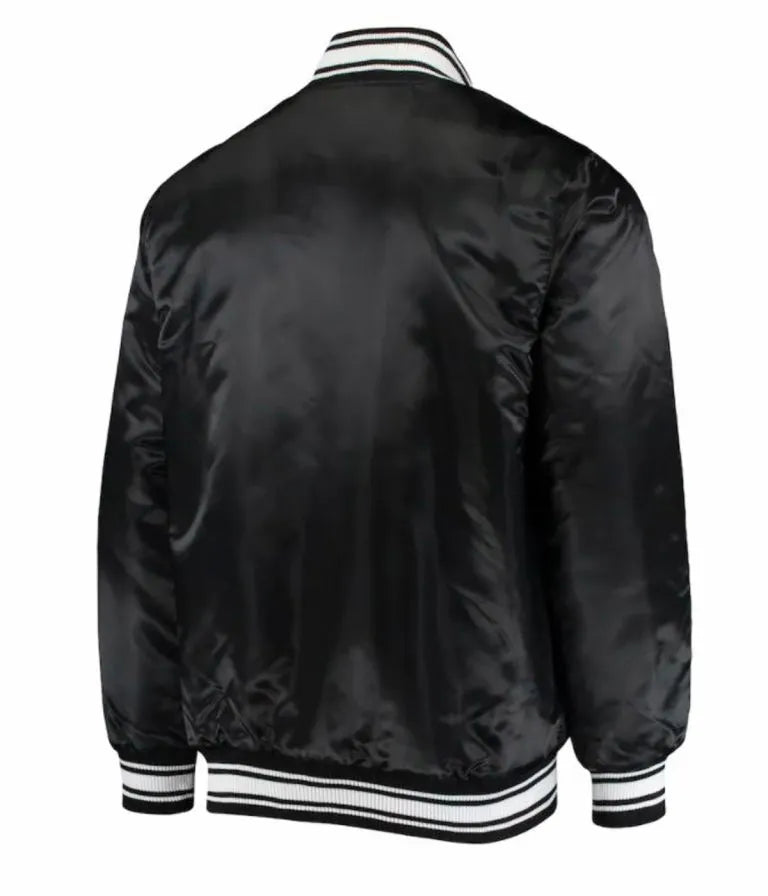 Green Bay Packers Full-Snap Varsity  Black Satin Men's Bomber Jacket