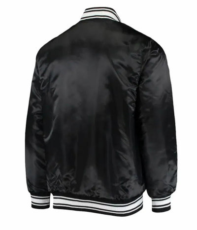 Green Bay Packers Full-Snap Varsity  Black Satin Men's Bomber Jacket