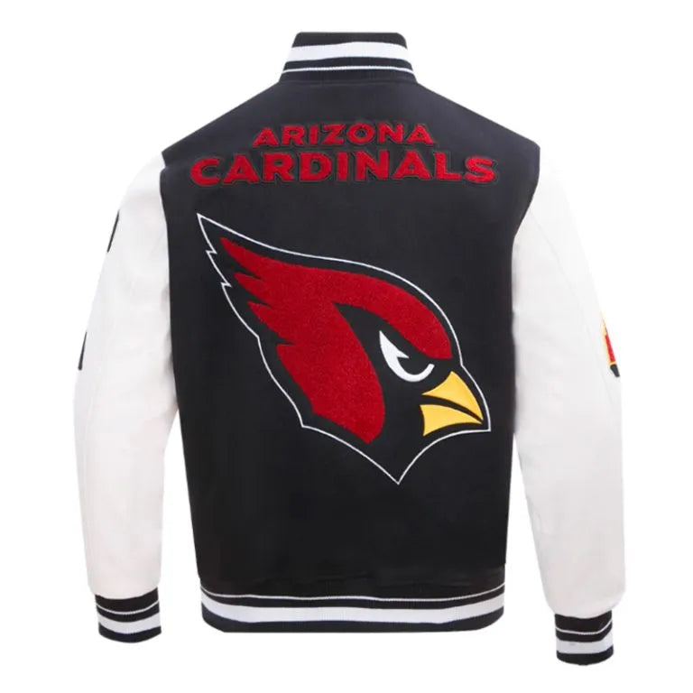 Arizona Cardinals Mashup Rib Black Wool & White Leather Sleeves Varsity Men's Jacket