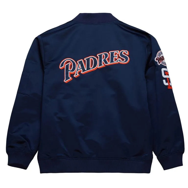 San Diego Padres Vintage Logo Navy Lightweight Full-Zip Satin Men's Jacket