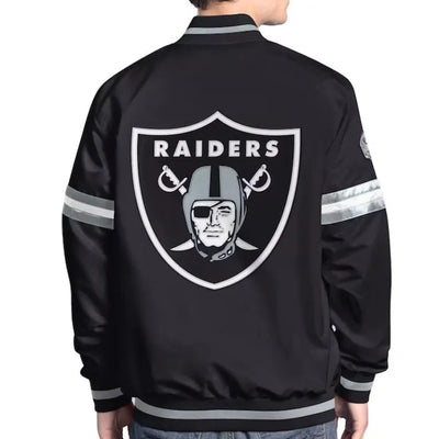 Los Angeles Raiders Scout Full-Snap Varsity Black Satin Men's Bomber Jacket