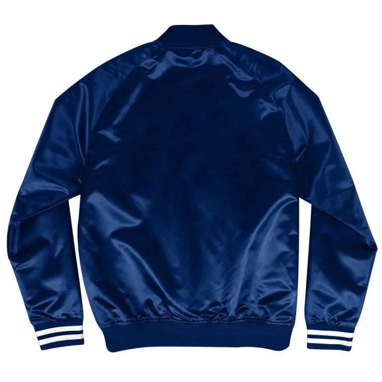 Dallas Cowboys Scrip Full-Snap Varsity Navy Blue Satin Men's Bomber Jacket