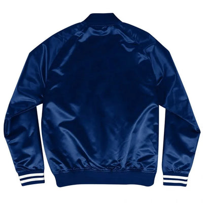 Dallas Cowboys Scrip Full-Snap Varsity Navy Blue Satin Men's Bomber Jacket