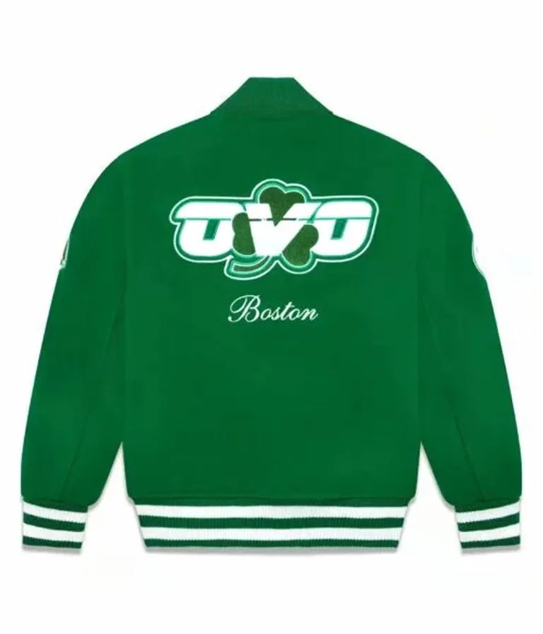 OVO Boston Celtics October’s Very Own All Green Wool Varsity Men's Bomber Jacket