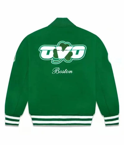 OVO Boston Celtics October’s Very Own All Green Wool Varsity Men's Bomber Jacket