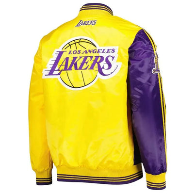 Los Angeles Lakers Fast Break Full-Snap Varsity Purple/Gold Satin Men's Bomber Jacket