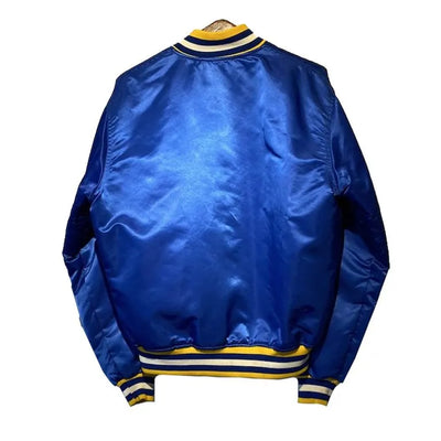 Indiana Pacers Vintage Style Full-Snap Varsity Royal Blue Satin Men's Bomber Jacket