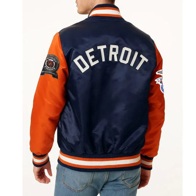 Detroit Tigers 50th Anniversary Full-Snap Navy/Orange Satin Men's Jacket