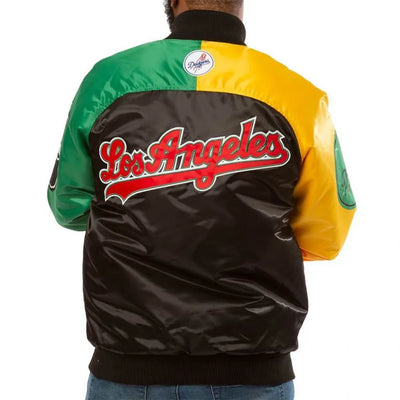 Black/Red Los Angeles Dodgers Ty Mopkins Satin Full-Snap Men's Jacket