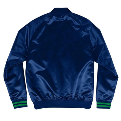 Dallas Mavericks Hardwood Classic Full-Snap Varsity Blue Satin Men's Bomber Jacket