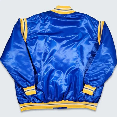 Indiana Pacers Teddy Full-Snap Varsity Royal Blue Satin Men's Bomber Jacket