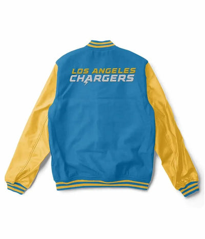 Los Angeles Chargers Light Blue Wool and Yellow Genuine Leather Sleeves Men's Varsity Letterman Jacket