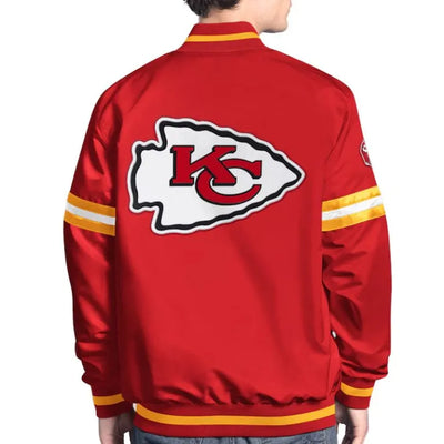 Kansas City Chiefs Scout Full-Snap Varsity Red Satin Men's Bomber Jacket