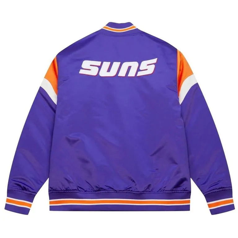 Phoenix Suns Heavyweight Full-Snap Varsity Purple Satin Men's Bomber Jacket