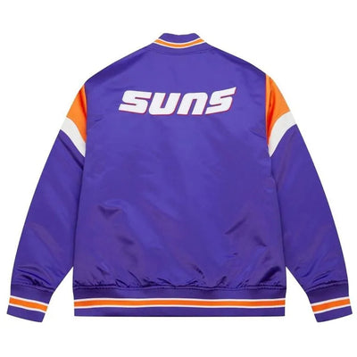 Phoenix Suns Heavyweight Full-Snap Varsity Purple Satin Men's Bomber Jacket
