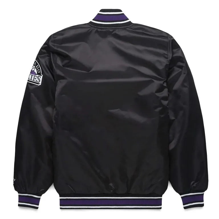 Colorado Rockies Classic Full-Snap Black Satin Varsity Men's Jacket