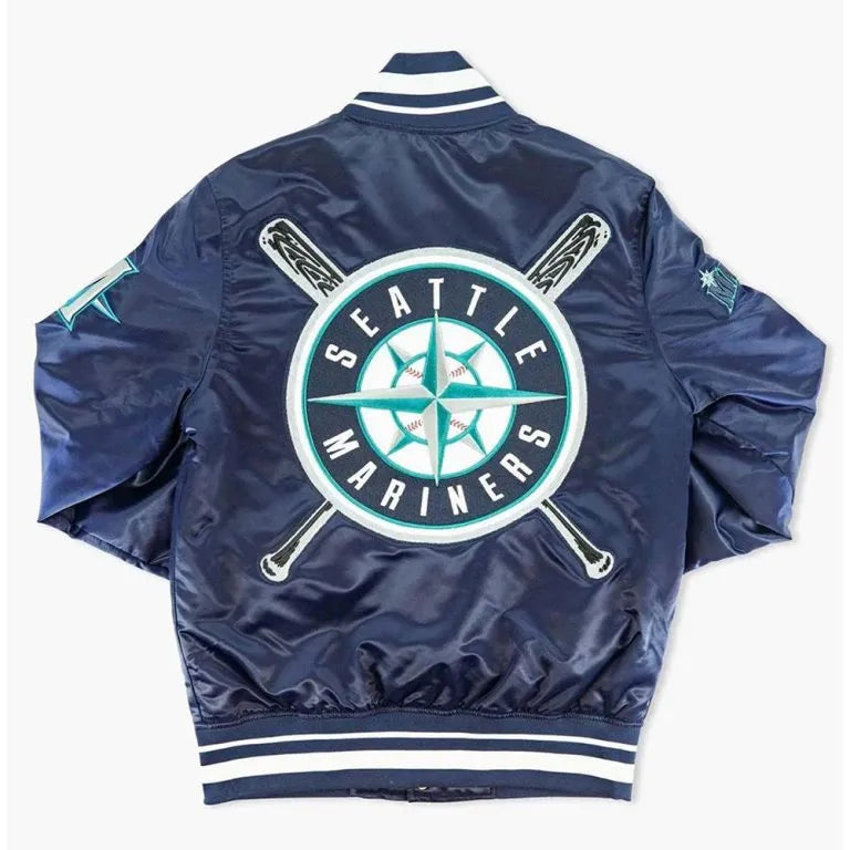 Seattle Mariners Sluggers Full-Snap Navy Blue Satin Men's Jacket