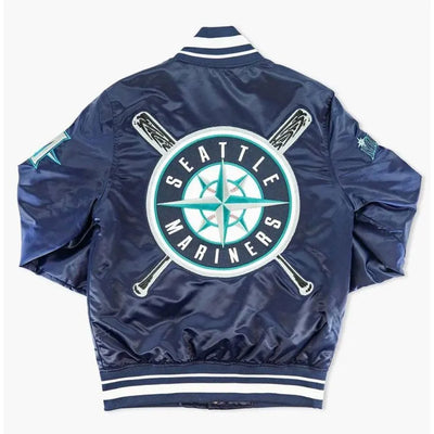 Seattle Mariners Sluggers Full-Snap Navy Blue Satin Men's Jacket
