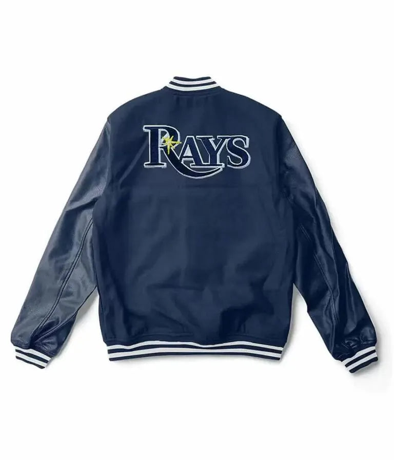 Tampa Bay Rays Navy Blue Wool & Leather Sleeves Varsity Men's Jacket