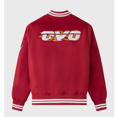 Miami Heat OVO Full-Snap Varsity Red Satin Men's Bomber Jacket