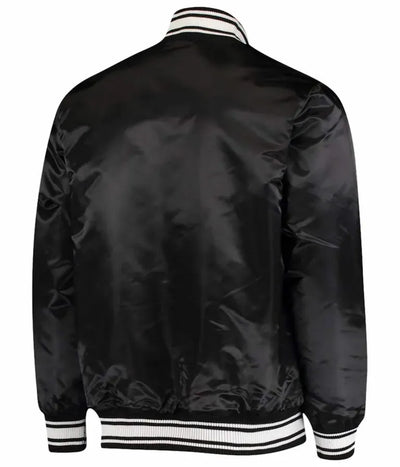 Tampa Bay Buccaneers Locker Room Full-Snap Varsity Black Satin Men's Bomber Jacket