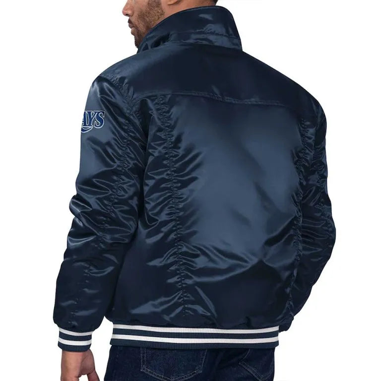 Tampa Bay Rays Trucker Silver Tab Navy Full-Snap Satin Men's Jacket