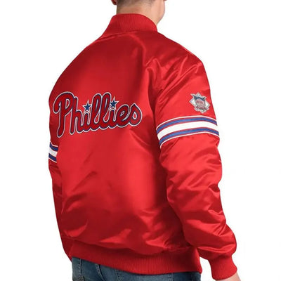Philadelphia Phillies Pick & Roll Full-Snap Red Satin Men's Bomber Jacket
