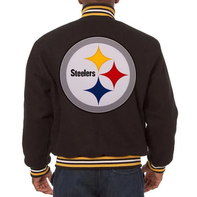 Pittsburgh Steelers Black All Wool Men's Varsity Letterman Jacket