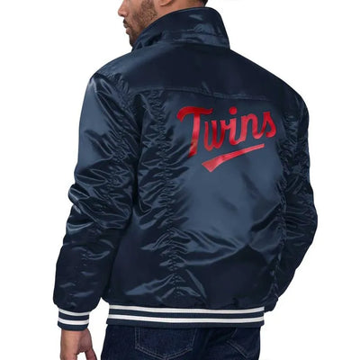 Minnesota Twins Silver Tab Trucker Navy Blue Full-Snap Satin Men's  Jacket