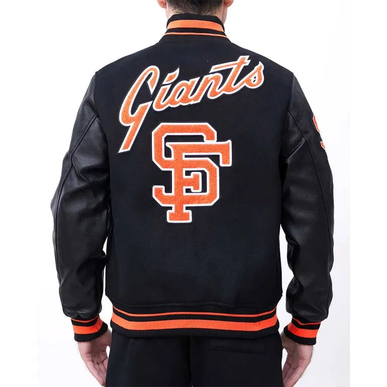 San Francisco Giants Black Wool & Leather Sleeves Varsity Men's Jacket