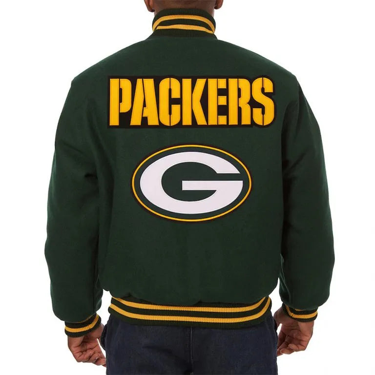 Green Bay Packers Green All Wool Men's Varsity Letterman Jacket