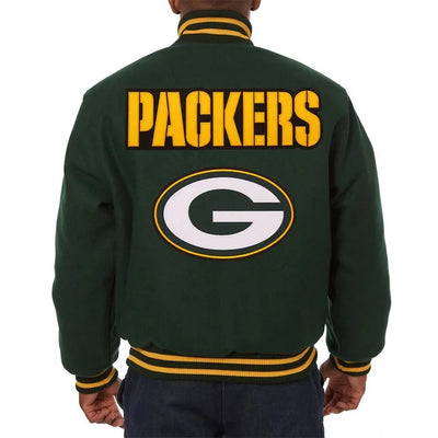 Green Bay Packers Green All Wool Men's Varsity Letterman Jacket