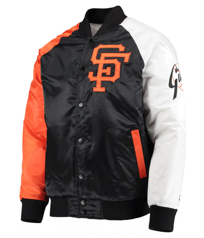 San Francisco Giants Black/Orange Varsity Satin Full-Snap Men's Jacket