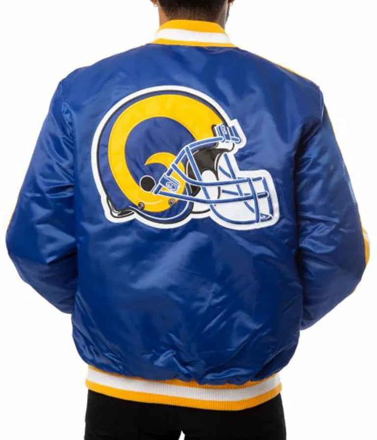 Los Angeles Chargers Full-Snap Varsity Blue Satin Men's Bomber Jacket