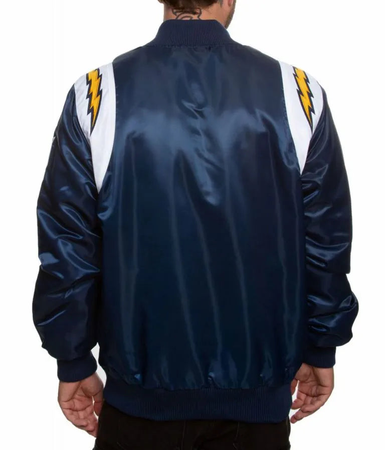 Los Angeles Chargers Full-Snap Varsity Blue Satin Men's Bomber Jacket