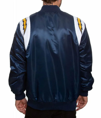 Los Angeles Chargers Full-Snap Varsity Blue Satin Men's Bomber Jacket