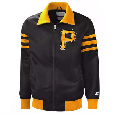 Black Pittsburgh Pirates The Captain II Full-Zip Black Satin Men's Jacket
