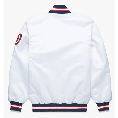 Washington Nationals Classic Varsity Full-Snap White Satin Men's Jacket