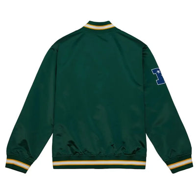 Green Bay Packers Team OG LW Full-Snap Varsity Yellow and Green Satin Men's Bomber Jacket